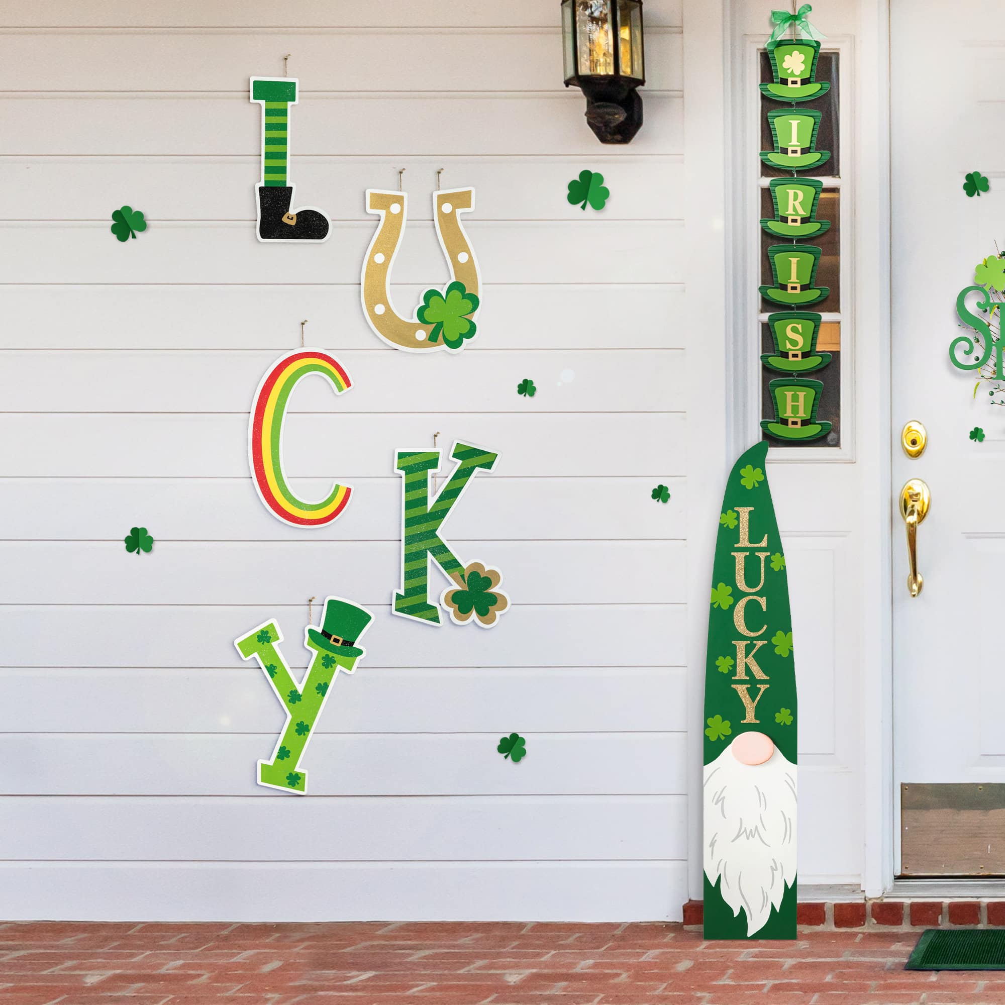 Glitzhome® Set of 5 St. Patrick's Metal "Lucky" Yard Stake